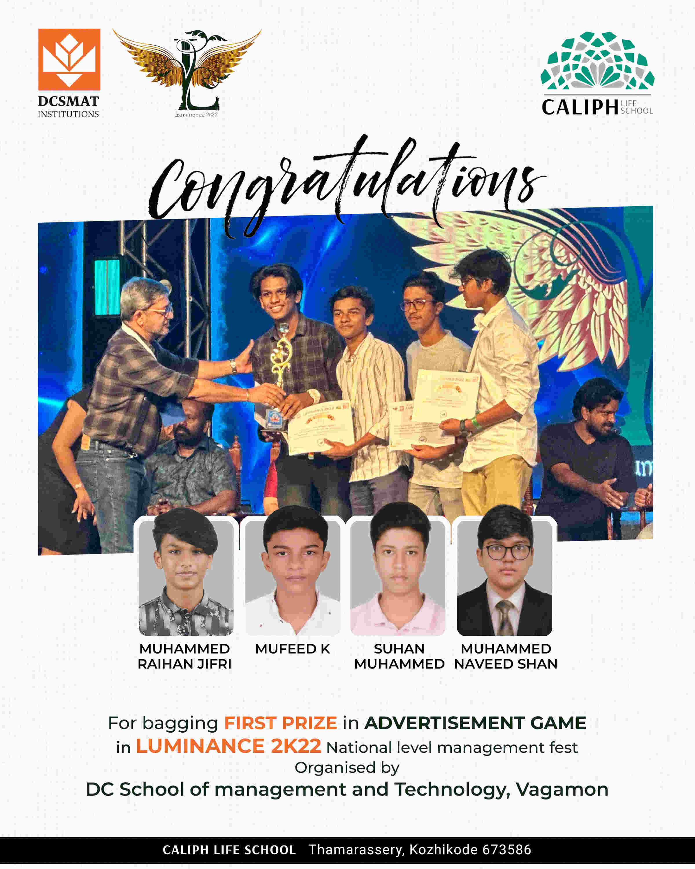 WINNERS OF AD GAME, LUMINANCE MANAGEMENT FEST 2022